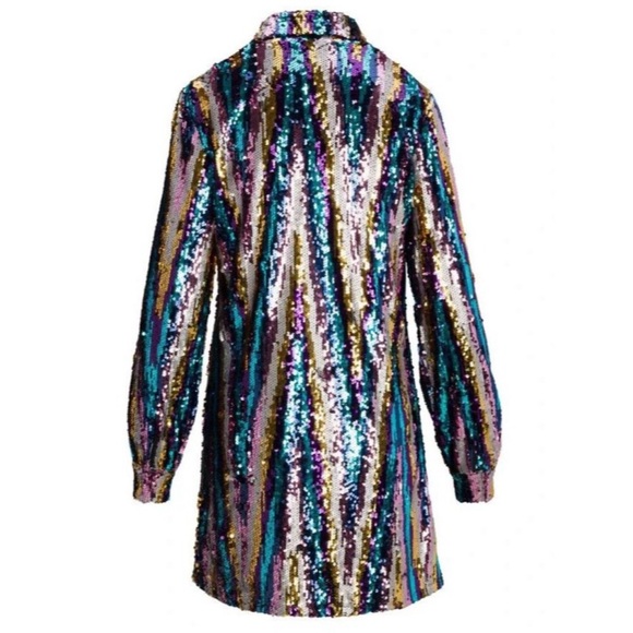 Meghan Fabulous MARTINI DRESS - RAINBOW GLITTER sequin Shirt Dress Size medium - Picture 4 of 16